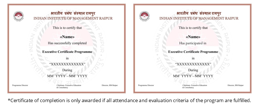 IIM Raipur Certificate