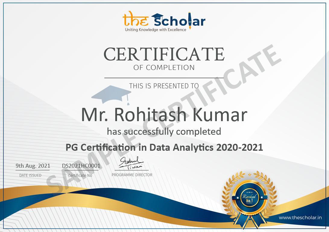 Data Analytics Sample Certificate